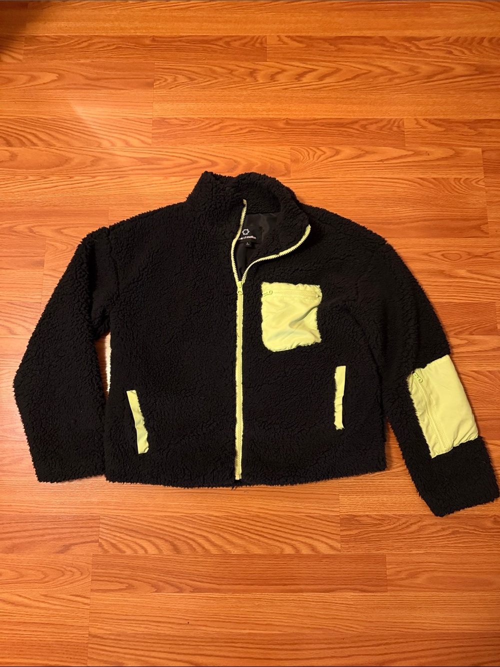 Women’s soft teddy Fleece Jacket with lime Yellow/Green Accents - Unbranded